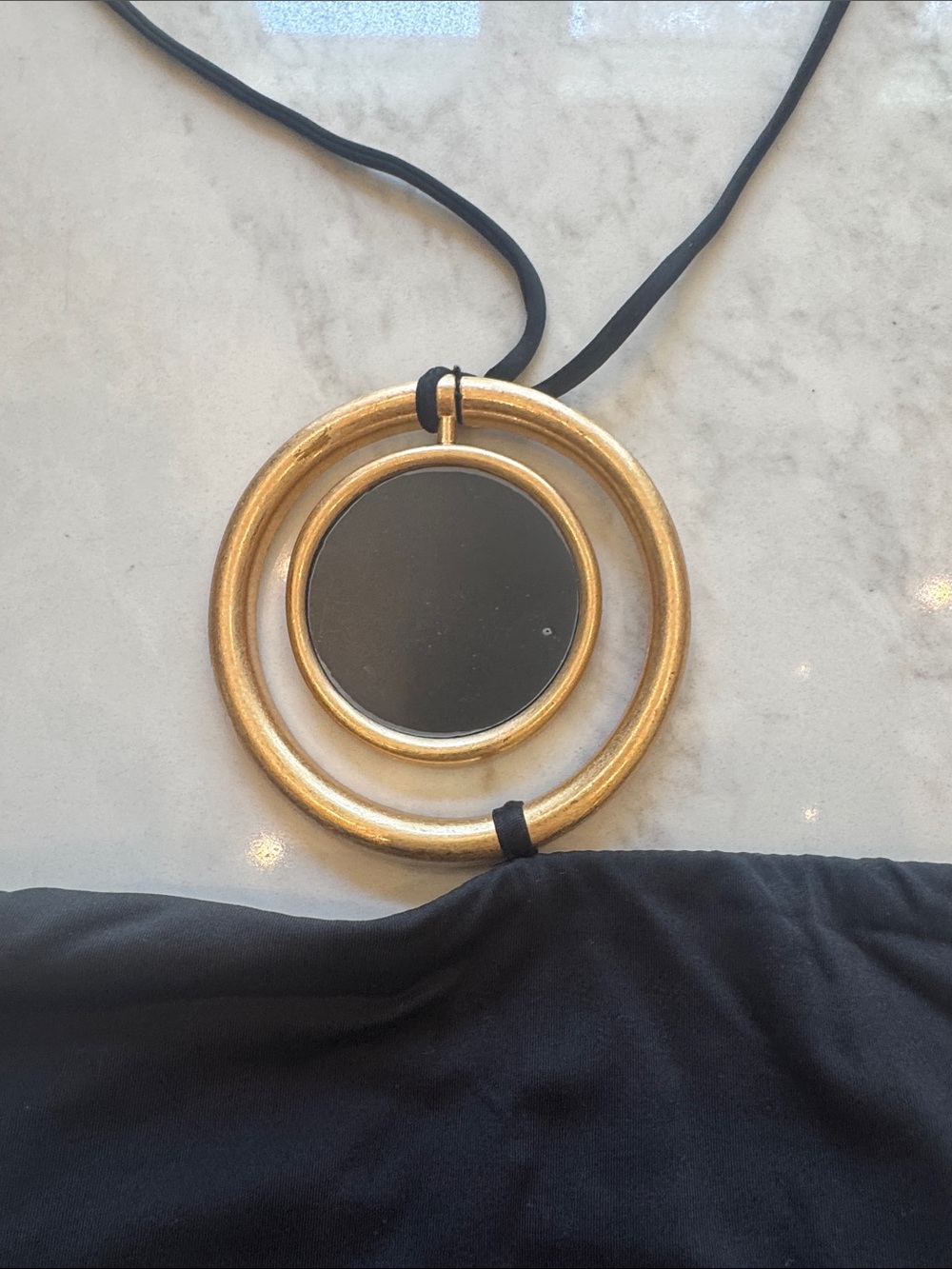 Zara Black One-Piece Swimsuit with Gold Ring Halter - Picture 3 of 5
